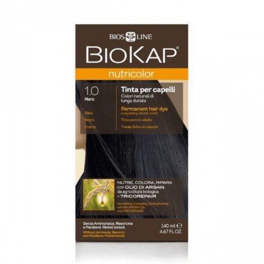 Biokap Nutricolor , farba koloryzująca do włosów, 1.0 czarny
