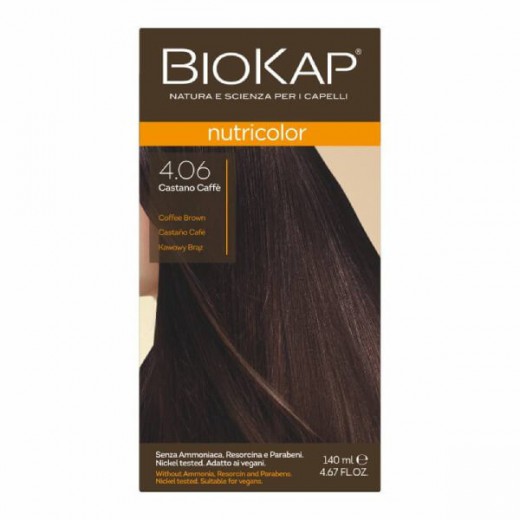 Biokap Nutricolor farba koloryzująca do włosów, 4.06 kawowy brąz