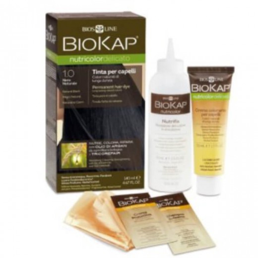Biokap Nutricolor Delicato farba koloryzująca do włosów, 1.0 naturalna czerń