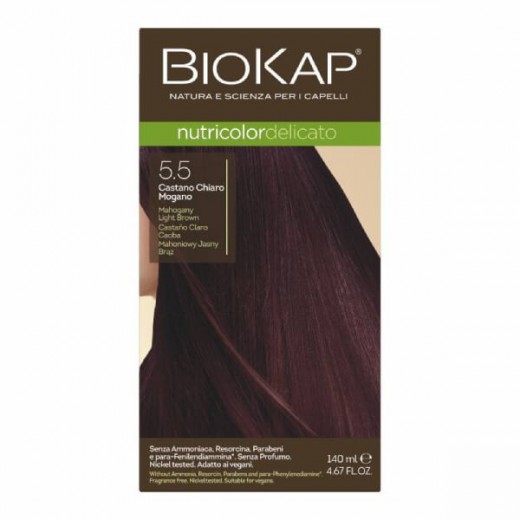Biokap Nutricolor Delicato farba koloryzująca do włosów, 5.5 mahoniowy jasny brąz
