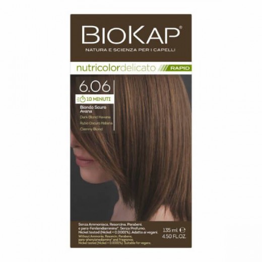 Biokap Nutricolor Delicato Rapid, farba koloryzująca do włosów, 6.06 ciemny blond