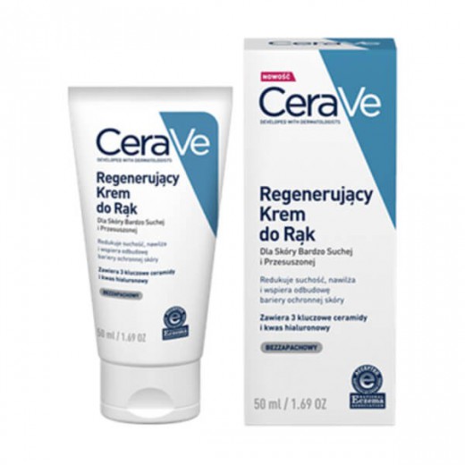CeraVe, regenerujący krem do rąk z ceramidami, skóra bardzo sucha i przesuszona, 50 ml