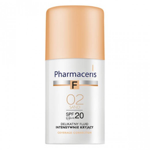 Pharmaceris F Coverage-Correction, delikatny fluid intensywnie kryjący, 02 Sand, SPF20, 30 ml