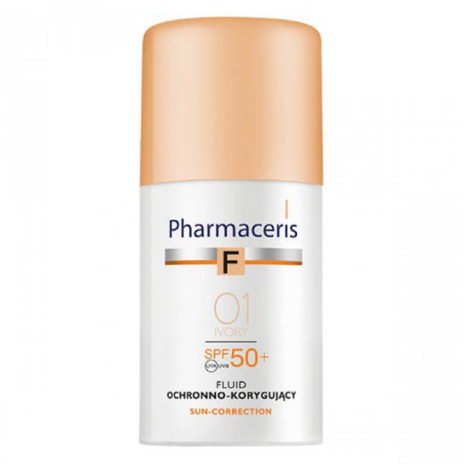 Pharmaceris F Sun-Correction, fluid ochronno-korygujący, 01 Ivory, SPF50+, 30 ml