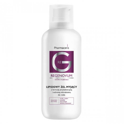 Pharmaceris G Regenovum, lipidowy żel myjący do ciała, z formułą antybakteryjną i ochroną mikrobiomu, 400 ml
