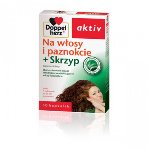 Doppelherz Aktiv, Na włosy i paznokcie + skrzyp, 30 tabletek