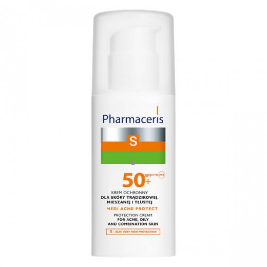 Pharmaceris S Medi Acne Protect, krem ochronny, dla skóry trądzikowej, mieszanej i tłustej, 50 ml