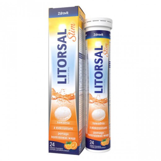 Zdrovit Litorsal Slim, smak pomarańczowy, 24 tabletki musujące