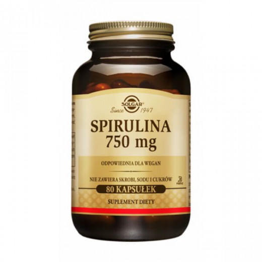 Solgar Spirulina 750 mg, 80 kapsułek
