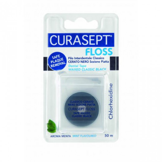 CURASEPT FLOSS Nić dentystyczna czarna woskowana