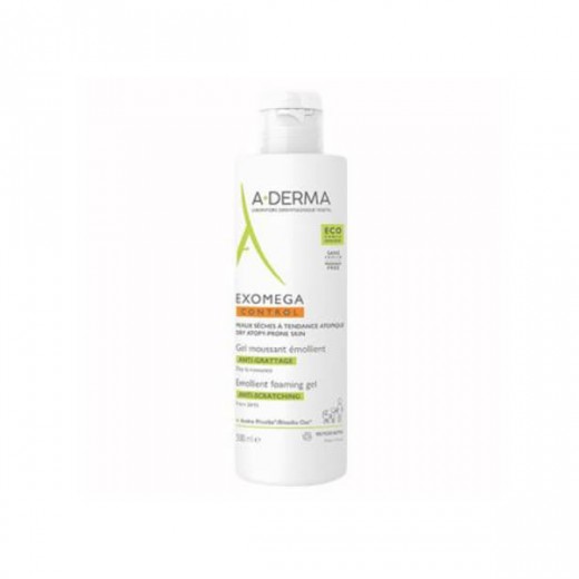 A-Derma Exomega Control, pieniący się żel emolient pod prysznic i do kąpieli, skóra skłonna do atopii, od urodzenia 500ml