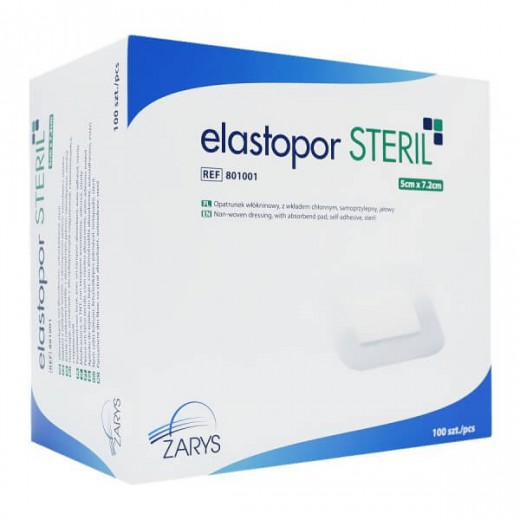 Opatrunek chirurgiczny Elastopor Steril, 5cmx7,2cm, 100 szt.