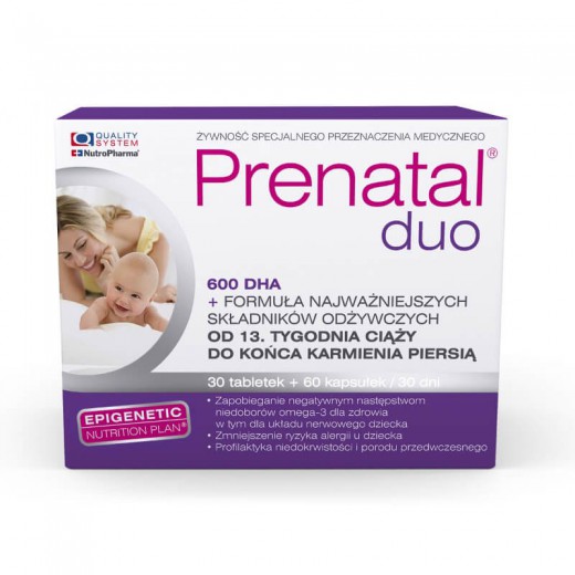 Prenatal DUO, Classic tabletki, DHA kapsułki, 30szt+60szt.