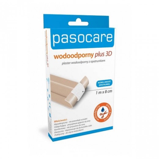 Plaster wodoodporny z opatrunkiem Pasocare wodoodporny plus 3D 1m x 8cm 1 szt