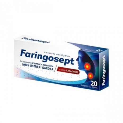 Faringosept 10 mg, smak kakaowy, 20 tabletek do ssania