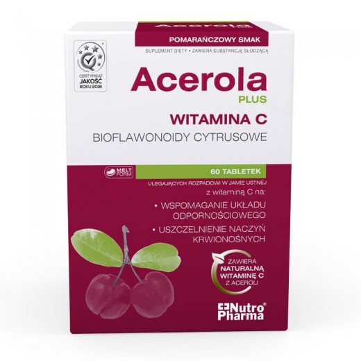 Acerola Plus, tabletki ulegające rozpadowi w jamie ustnej, 60szt.