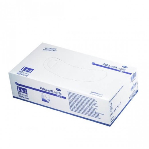 Peha-soft nitrile fino, rękawice nitrylowe, niejałowe, niepudrowane, rozmiar L, 150 sztuk