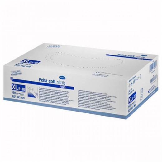 Peha-soft nitrile fino, rękawice nitrylowe, niejałowe, niepudrowane, rozmiar XL, 150 sztuk