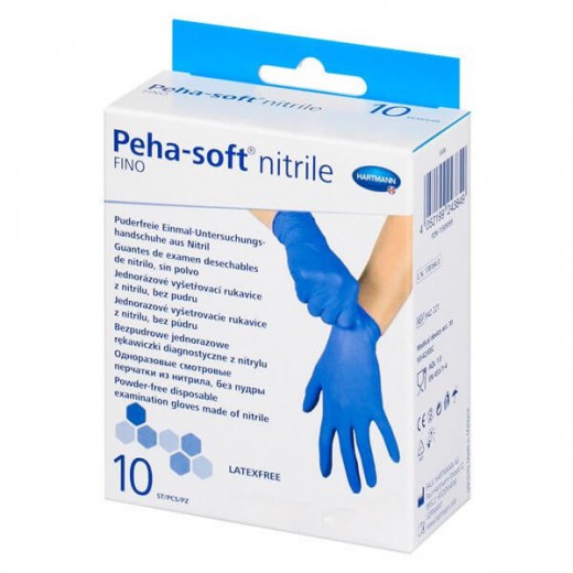 Peha-soft nitrile fino, rękawice nitrylowe, niejałowe, niepudrowane, rozmiar S, 10 sztuk