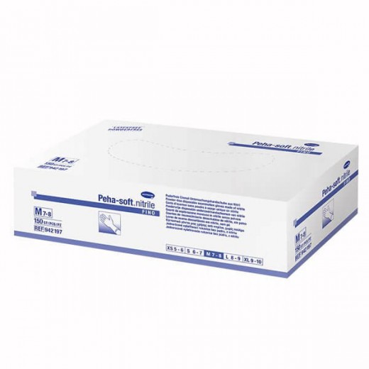 Peha-soft nitrile fino, rękawice nitrylowe, niejałowe, niepudrowane, rozmiar M, 150 sztuk