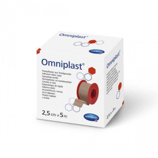 Omniplast, przylepiec tkaninowy z wiskozy, 2,5 cm x 5 m, 1 sztuka