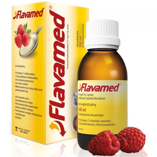Flavamed 15mg/5ml, smak malinowy, syrop, 100ml 10,7
