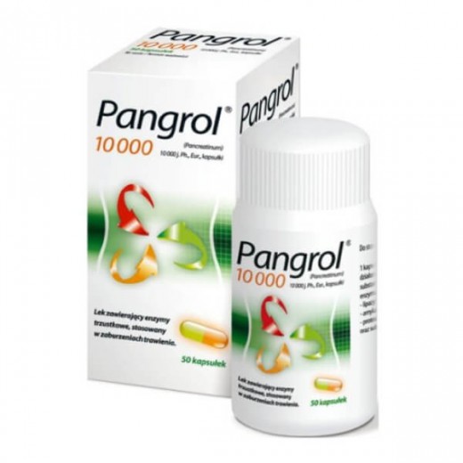 Pangrol 10000, 10000 j.Ph.Eur. lipazy, 50 kapsułek