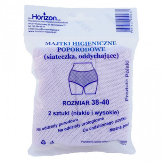 Horizon, majtki poporodowe, siateczkowe, oddychające, rozmiar 38-40, 2 sztuki