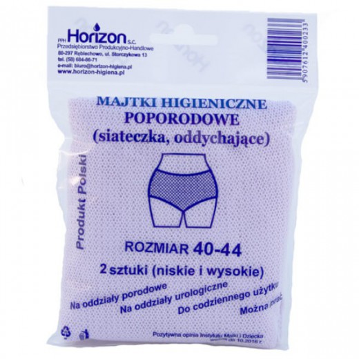 Horizon, majtki poporodowe, siateczkowe, oddychające, rozmiar 40-44, 2 sztuki