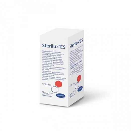 Sterilux ES, kompresy niejałowe z gazy, 17-nitkowe, 20-warstwowe, 10 cm x 10 cm, 100 sztuk