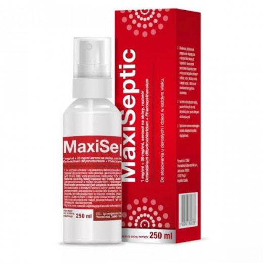 Maxiseptic, aerozol naskórę, roztwór (1mg+0,02g), 250ml