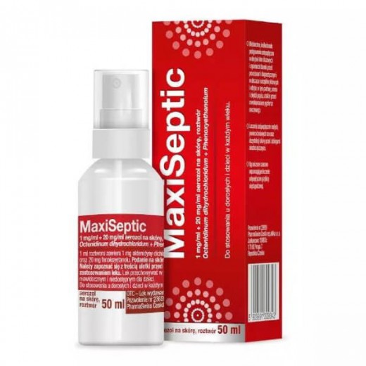 Maxiseptic, aerozol naskórę, roztwór (1mg+0,02g), 50ml