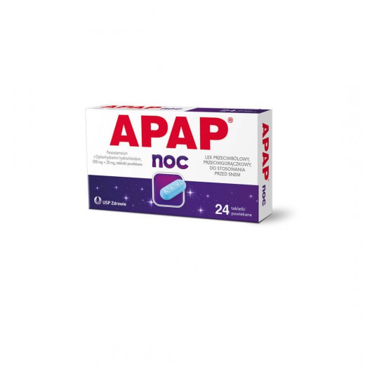 Apap Noc 500 mg + 25 mg, 12 tabletek powlekanych