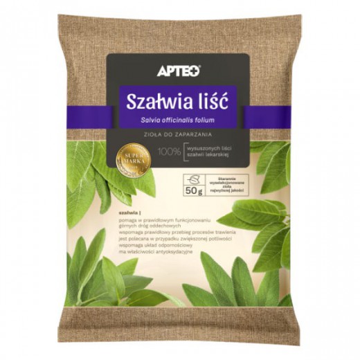 Apteo Szałwia liść, zioła do zaparzania, 50g
