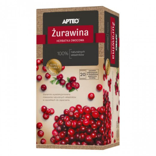 Apteo Żurawina zioła do zaparzania, 30 saszetek
