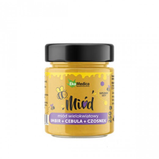 EkaMedica Miód wielokwiatowy Imbir + Cebula + Czosnek, 250g