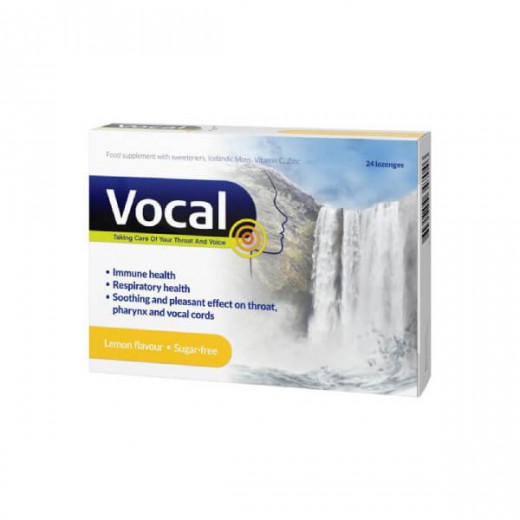 Vocal cytryna, pastylki do ssania, miękkie, 24 sztuki