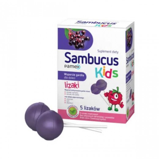 Sambucus Kids Lizaki, smak malinowy, 5 sztuk