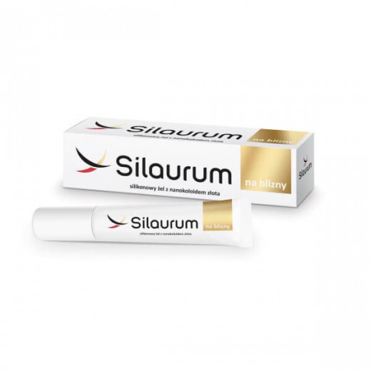 Silaurum na blizny, silikonowy żel na blizny z nanokoloidem złota, 15 ml