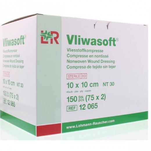 Vliwasoft®, miękkie jałowe kompresy włókninowe, 4 warstwowe, 10cmx10cm