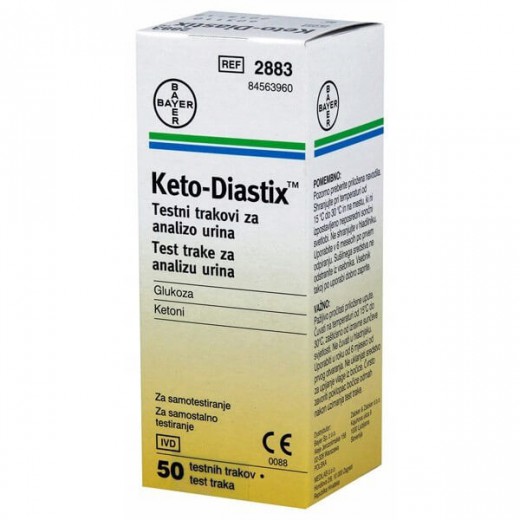 Keto-Diastix, testy paskowe do badania moczu, 50 sztuk