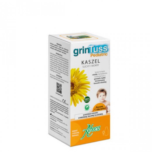 Aboca GrinTuss Pediatric, kaszel suchy i mokry, syrop dla dzieci powyżej 1 roku, 180 g