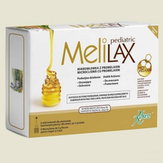 Aboca Melilax Pediatric, mikrowlewka doodbytnicza z promelaxin dla dzieci i niemowląt, 5 g x 6 mikrowlewek