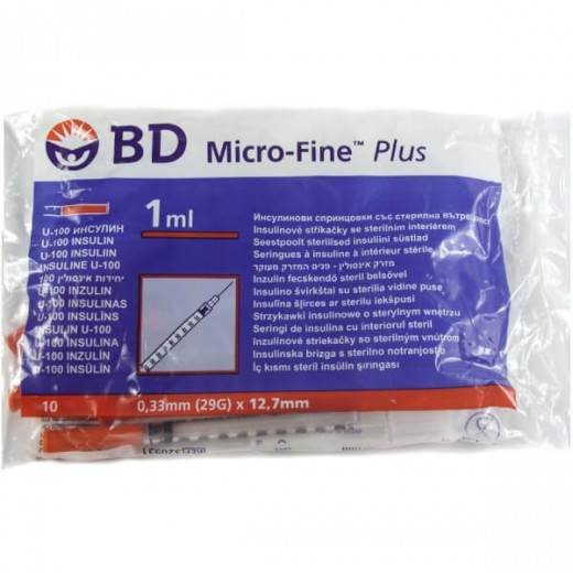 Strzykawki insulinowe BD Micro-Fine Plus 1ml/100 j.m. z igłą 0,33x12,7mm
