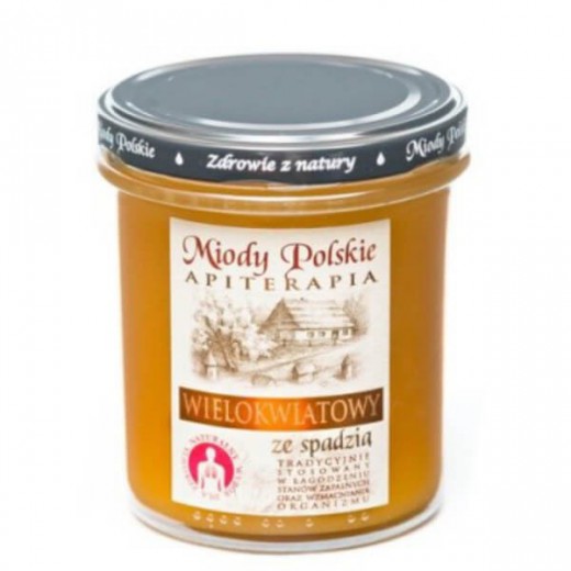 Miód wielokwiatowy ze spadzią, naturalny, Miody Polskie, 250 g