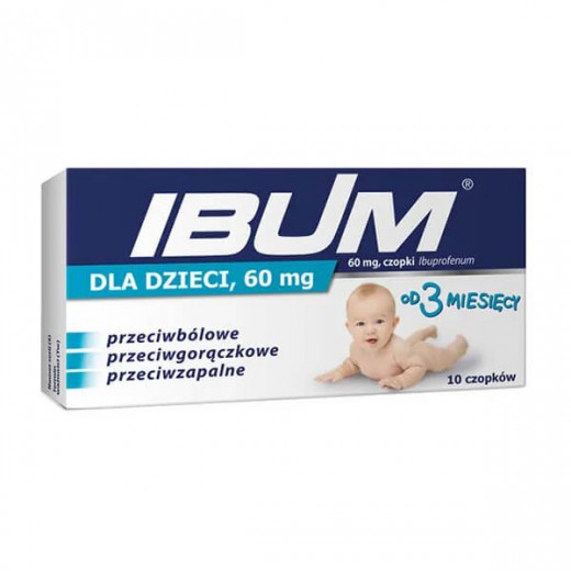 Ibum dla dzieci 60 mg, czopki od 3 miesiąca, 10 sztuk