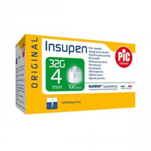Pic Solution Insupen, igły do penów insulinowych, 32G (0,23 mm) x 4 mm, 100 sztuk