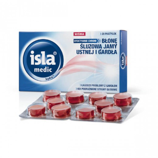 Isla Medic Voice, smak wiśniowy, 20 pastylek do ssania