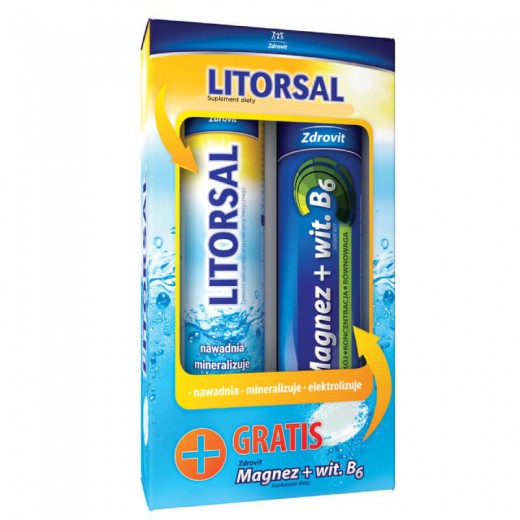 Litorsal + Magnez z witaminą B6 GRATIS, tabl. musujące, 2 x 24 szt.