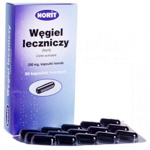 Węgiel leczniczy Norit 200mg, 15 kapsułek